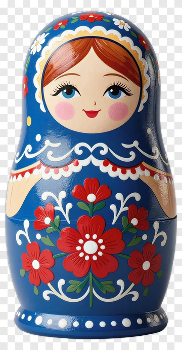 Colorful Matryoshka Doll With Floral Design PNG