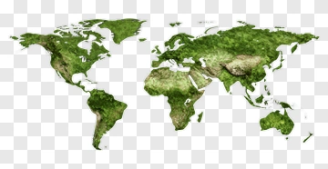 Green World Map PNG