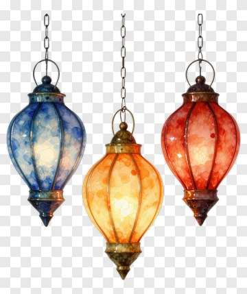 Colorful Hanging Lanterns PNG