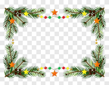 Christmas Pine Frame With Ornaments PNG