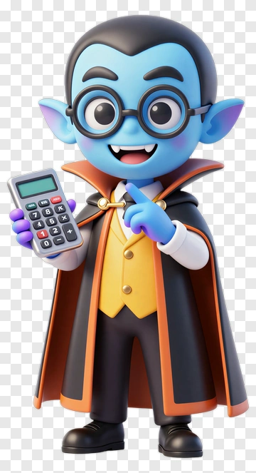 Cartoon Vampire Holding A Calculator PNG