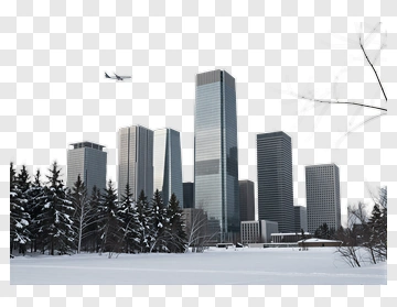 Winter Cityscape With Skyscrapers And Snow PNG