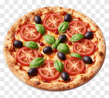 Delicious Pizza With Tomatoes And Olives PNG