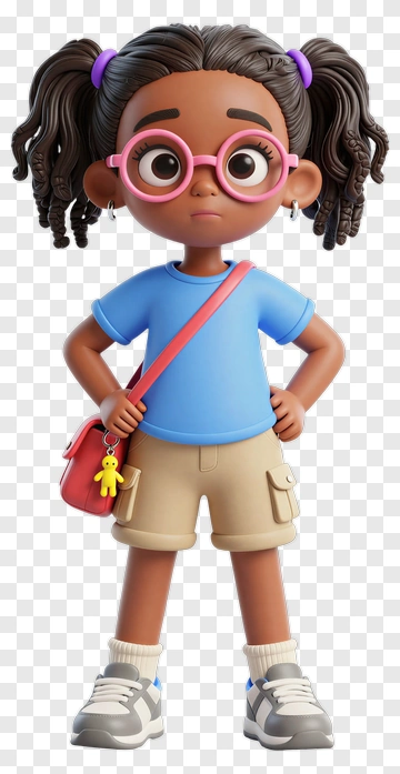 3D Girl With Backpack PNG