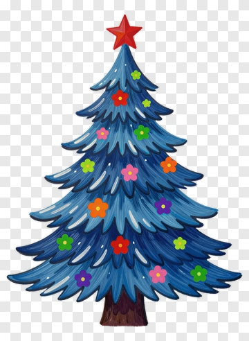 Colorful Christmas Tree With Flowers PNG