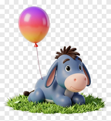 Cartoon Donkey With A Balloon PNG