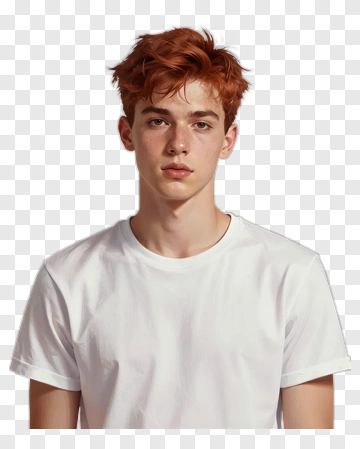 Young Man With Red Hair In A White T-Shirt PNG