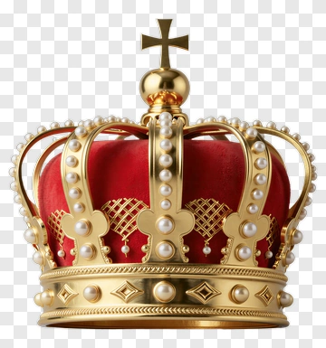 Golden Crown With Red Velvet And Pearls PNG
