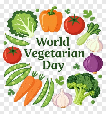 World Vegetarian Day With Colorful Vegetables PNG