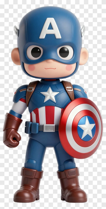Cartoon Captain America Action Figure PNG