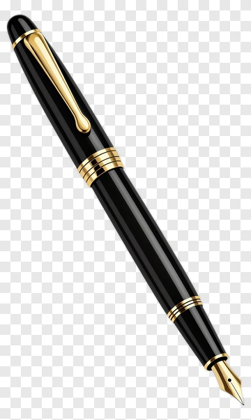 Black Fountain Pen With Gold Accents PNG