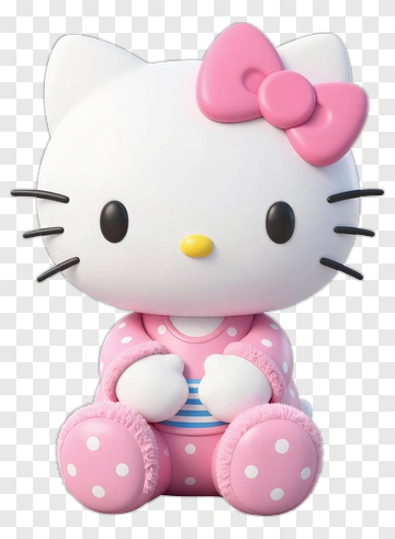 Cartoon Hello Kitty Sitting With A Pink Outfit PNG