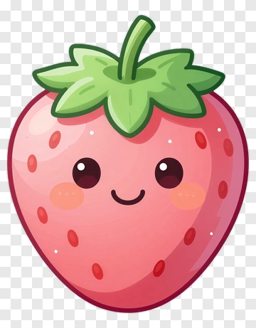Cartoon Strawberry With A Happy Face PNG