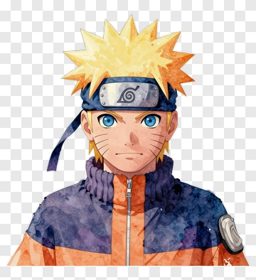 Watercolor Naruto Uzumaki Character Portrait PNG