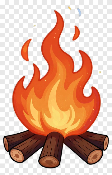 Cartoon Campfire With Flames PNG