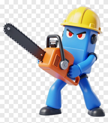 3D Cartoon Character Holding A Chainsaw PNG