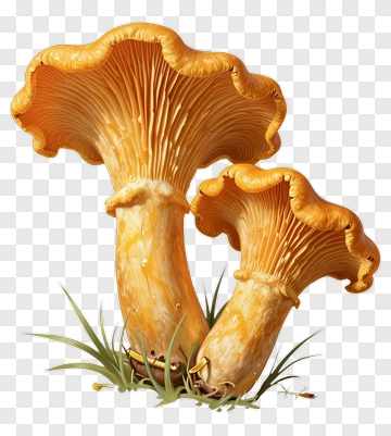 Chanterelle Mushrooms Growing In Grass PNG