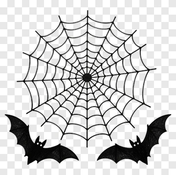 Halloween Spider Web With Bats PNG