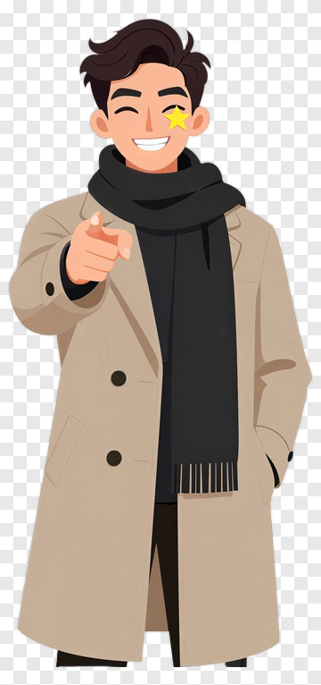 Cartoon Man Pointing With A Smile PNG
