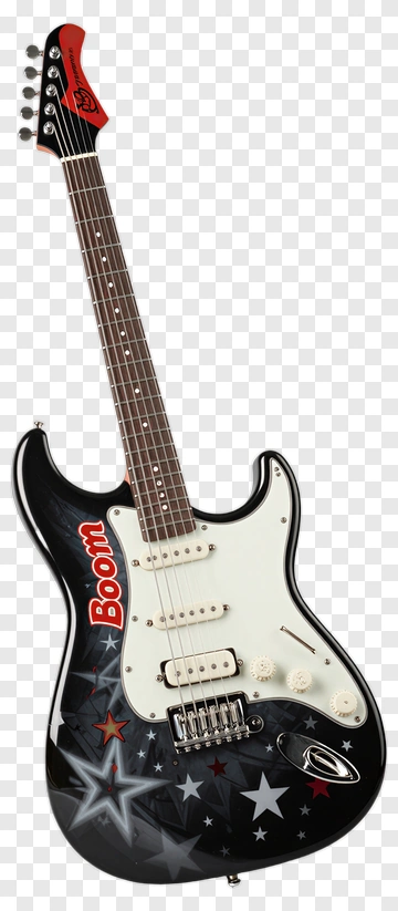 Electric Guitar With Star Design PNG