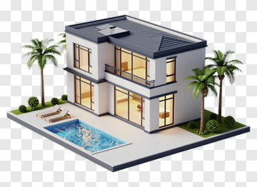 Modern House With Swimming Pool PNG