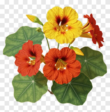 Colorful Nasturtium Flowers PNG