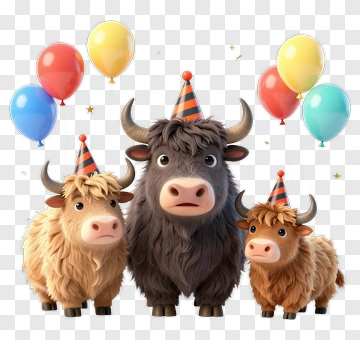 Cartoon Party Cows With Balloons PNG