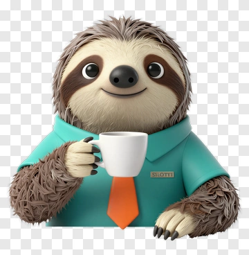 Cartoon Sloth Holding A Coffee Cup PNG