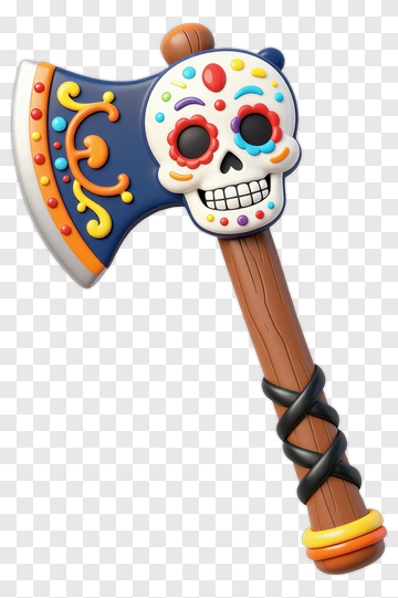 Colorful Skull Axe PNG