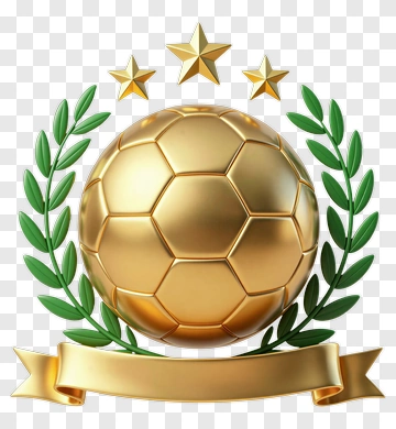 Gold Soccer Ball Trophy With Stars And Laurel Wreath PNG