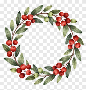 Watercolor Berry Wreath PNG