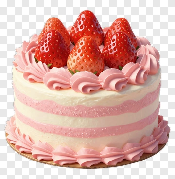 Strawberry Cake With Pink Frosting PNG