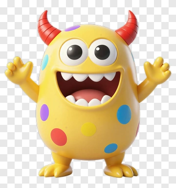 Cartoon Monster With Colorful Spots PNG