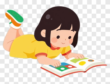 Cartoon Girl Reading A Book PNG