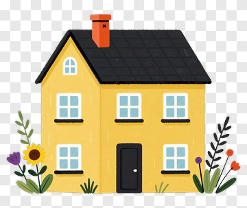 Colorful House Surrounded By Flowers PNG