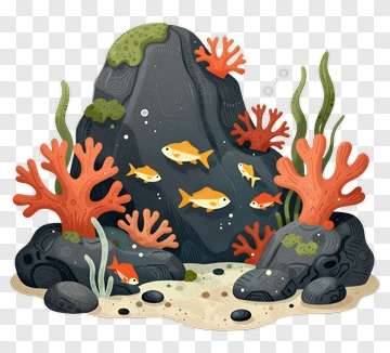 Underwater Scene With Colorful Coral And Fish PNG