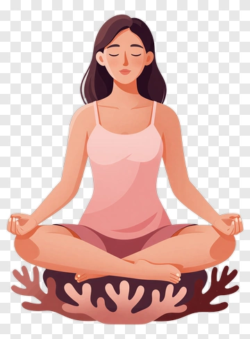 Woman Meditating On A Coral Seat PNG