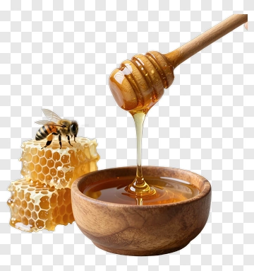 Honey Dripping From A Wooden Dipper Into A Bowl PNG