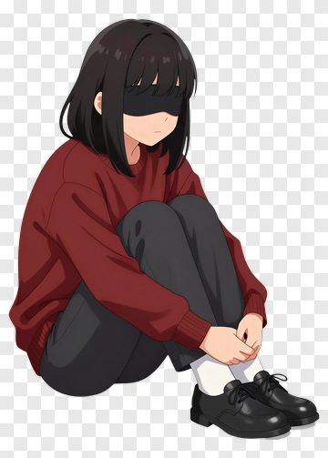 Girl Sitting With Blindfold PNG