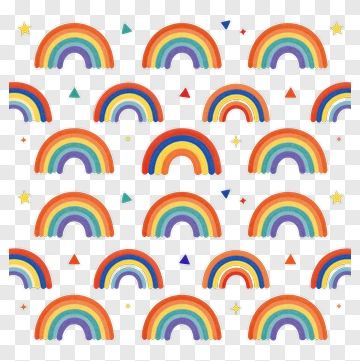 Colorful Rainbows With Geometric Shapes PNG