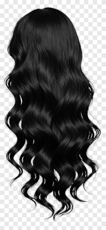 Long Black Wavy Hair PNG