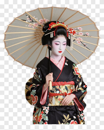 Geisha Holding A Decorative Parasol PNG