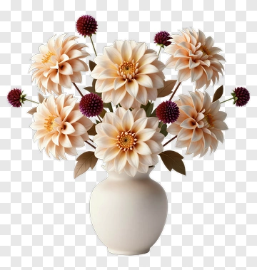 Flower Bouquet In A White Vase PNG