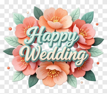 Happy Wedding Floral Arrangement PNG