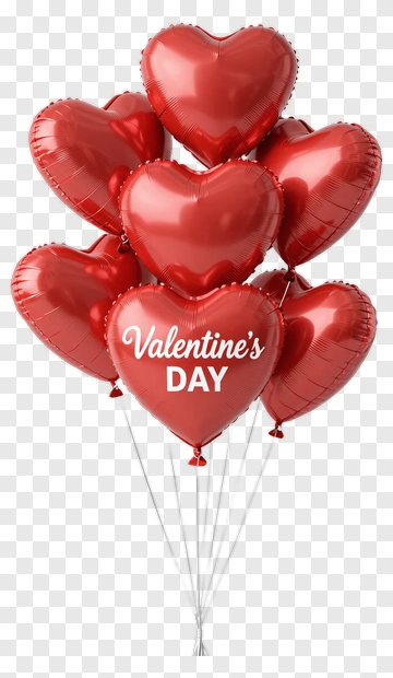 Valentine's Day Heart Balloons PNG