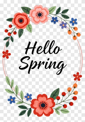 Hello Spring Floral Wreath PNG