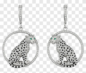 Elegant Leopard Earrings With Emerald Eyes PNG
