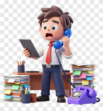 Stressed Office Worker On The Phone PNG