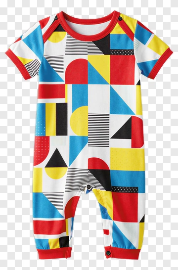 Colorful Baby Romper With Geometric Patterns PNG