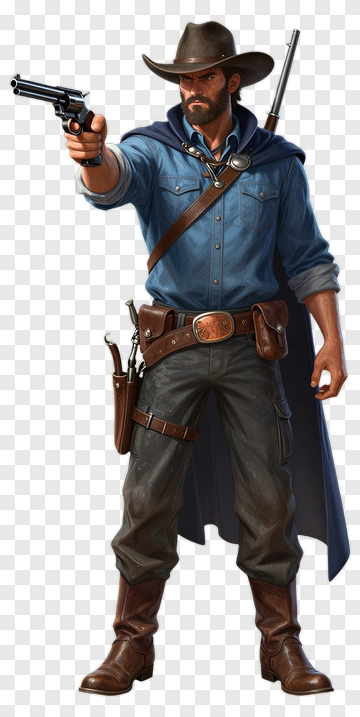 Cowboy Holding A Revolver PNG